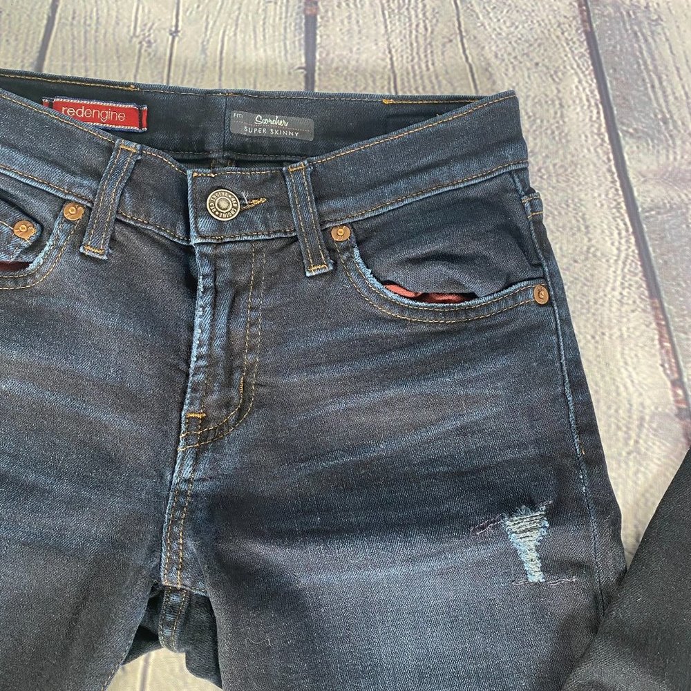 Red Engine Scorcher Super Skinny Distressed Jeans - Picture 6 of 8